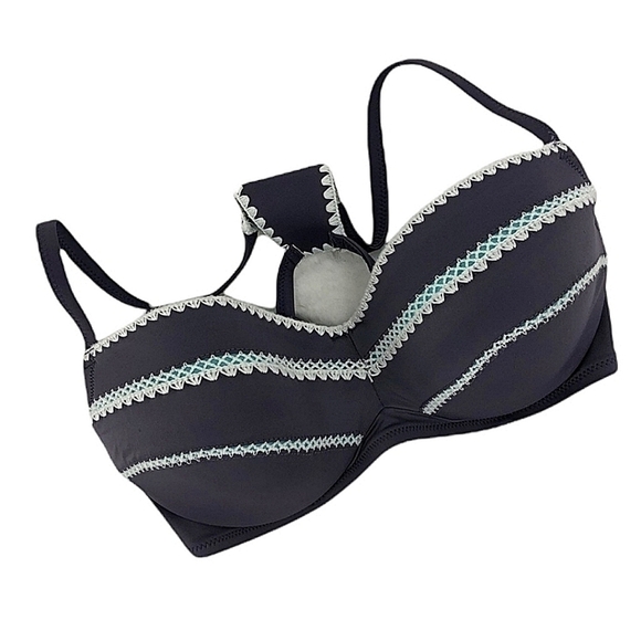 Shade & Shore Women's 34D Gray and Turquoise Top - Picture 1 of 16